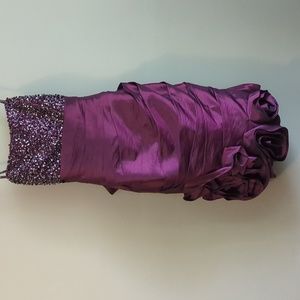 Camille La Vie sequined bodice strapless maroon rose dress